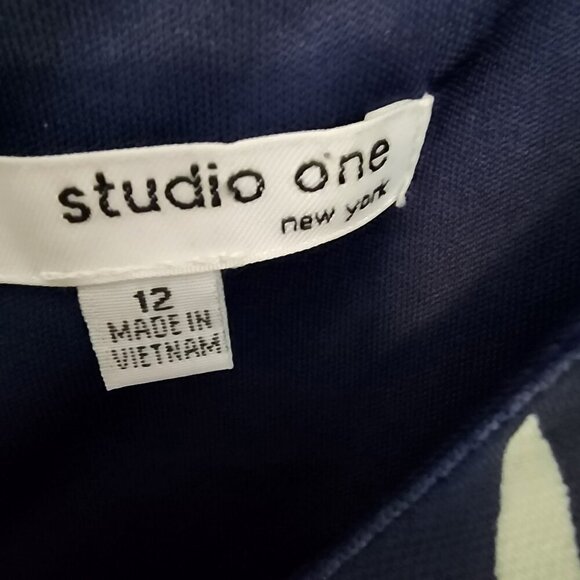 Studio One New York Dress Sz 12 Navy Orange Floral Sleeveless Midi NWT - Picture 4 of 6